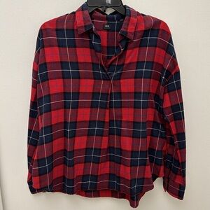 Uniqlo plaid red/blue cotton shirt